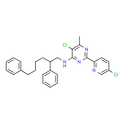 ChemSpider 2D Image | 5-Chloro-2-(5-chloro-2-pyridinyl)-N-(2,6-diphenylhexyl)-6-methyl-4-pyrimidinamine | C28H28Cl2N4