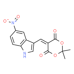 ChemSpider 2D Image | 2,2-Dimethyl-5-[(5-nitro-1H-indol-3-yl)methylene]-1,3-dioxane-4,6-dione | C15H12N2O6