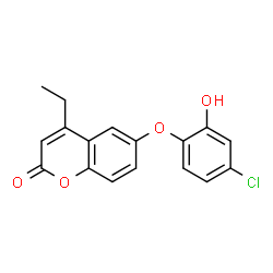 ChemSpider 2D Image | 6-(4-Chloro-2-hydroxyphenoxy)-4-ethyl-2H-chromen-2-one | C17H13ClO4