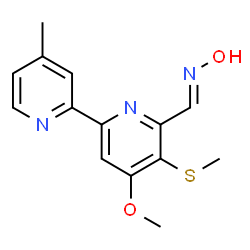 ChemSpider 2D Image | (E)-N-Hydroxy-1-[4-methoxy-4'-methyl-5-(methylsulfanyl)-2,2'-bipyridin-6-yl]methanimine | C14H15N3O2S