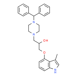 ChemSpider 2D Image | 1-[4-(Diphenylmethyl)-1-piperazinyl]-3-[(3-methyl-1H-indol-4-yl)oxy]-2-propanol | C29H33N3O2