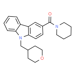 ChemSpider 2D Image | 1-Piperidinyl[9-(tetrahydro-2H-pyran-4-ylmethyl)-9H-carbazol-3-yl]methanone | C24H28N2O2