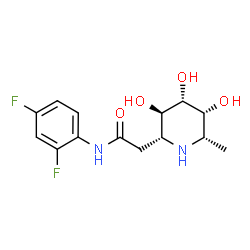 ChemSpider 2D Image | N-(2,4-Difluorophenyl)-2-[(2R,3R,4R,5R,6S)-3,4,5-trihydroxy-6-methyl-2-piperidinyl]acetamide | C14H18F2N2O4