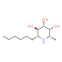 ChemSpider 2D Image | (2R,3R,4R,5R,6S)-2-Hexyl-6-methyl-3,4,5-piperidinetriol | C12H25NO3