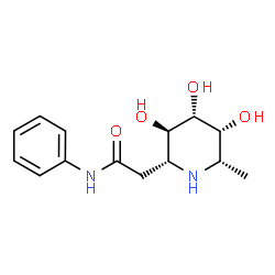 ChemSpider 2D Image | N-Phenyl-2-[(2R,3R,4R,5R,6S)-3,4,5-trihydroxy-6-methyl-2-piperidinyl]acetamide | C14H20N2O4