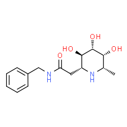 ChemSpider 2D Image | N-Benzyl-2-[(2R,3R,4R,5R,6S)-3,4,5-trihydroxy-6-methyl-2-piperidinyl]acetamide | C15H22N2O4