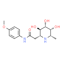 ChemSpider 2D Image | N-(4-Methoxyphenyl)-2-[(2R,3R,4R,5R,6S)-3,4,5-trihydroxy-6-methyl-2-piperidinyl]acetamide | C15H22N2O5