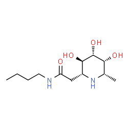 ChemSpider 2D Image | N-Butyl-2-[(2R,3R,4R,5R,6S)-3,4,5-trihydroxy-6-methyl-2-piperidinyl]acetamide | C12H24N2O4