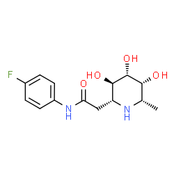 ChemSpider 2D Image | N-(4-Fluorophenyl)-2-[(2R,3R,4R,5R,6S)-3,4,5-trihydroxy-6-methyl-2-piperidinyl]acetamide | C14H19FN2O4