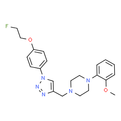 ChemSpider 2D Image | 1-({1-[4-(2-Fluoroethoxy)phenyl]-1H-1,2,3-triazol-4-yl}methyl)-4-(2-methoxyphenyl)piperazine | C22H26FN5O2