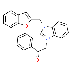 ChemSpider 2D Image | 1-(1-Benzofuran-2-ylmethyl)-3-(2-oxo-2-phenylethyl)-1H-benzimidazol-3-ium | C24H19N2O2