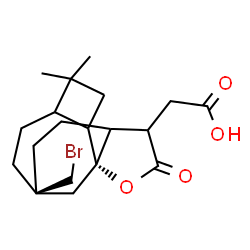 ChemSpider 2D Image | [(1R,8S)-8-(Bromomethyl)-4,4-dimethyl-13-oxo-14-oxatetracyclo[6.6.1.0~1,11~.0~2,5~]pentadec-12-yl]acetic acid | C19H27BrO4