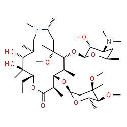ChemSpider 2D Image | (2R,3S,4R,5S,8R,10R,11R,12S,13S,14R)-2-Ethyl-3,4-dihydroxy-10-methoxy-3,5,7,8,10,12,14-heptamethyl-15-oxo-11-{[3,4,6-trideoxy-3-(dimethylamino)-beta-D-ribo-hexopyranosyl]oxy}-1-oxa-7-azacyclopentadeca
n-13-yl 2,6-dideoxy-3-C-methyl-3,4-di-O-methyl-beta-D-lyxo-hexopyranoside | C40H76N2O12