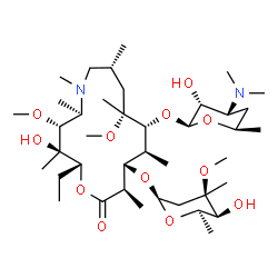 ChemSpider 2D Image | (2R,3R,4R,5R,8R,10R,11R,12S,13S,14R)-2-Ethyl-3-hydroxy-4,10-dimethoxy-3,5,6,8,10,12,14-heptamethyl-15-oxo-11-{[3,4,6-trideoxy-3-(dimethylamino)-beta-D-ribo-hexopyranosyl]oxy}-1-oxa-6-azacyclopentadeca
n-13-yl 2,6-dideoxy-3-C-methyl-3-O-methyl-beta-D-lyxo-hexopyranoside | C40H76N2O12