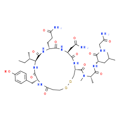 ChemSpider 2D Image | N-{[(4R,7S,10R,13S,16R)-7-(2-Amino-2-oxoethyl)-10-(3-amino-3-oxopropyl)-13-[(2S)-2-butanyl]-16-(4-hydroxybenzyl)-6,9,12,15,18-pentaoxo-1,2-dithia-5,8,11,14,17-pentaazacycloicosan-4-yl]carbonyl}-N-meth
yl-L-alanyl-L-leucylglycinamide | C42H65N11O12S2