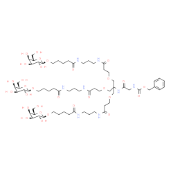 ChemSpider 2D Image | Benzyl [19-(alpha-L-allopyranosyloxy)-4,4-bis({3-[(3-{[5-(alpha-L-allopyranosyloxy)pentanoyl]amino}propyl)amino]-3-oxopropoxy}methyl)-2,9,15-trioxo-6-oxa-3,10,14-triazanonadec-1-yl]carbamate | C65H110N8O30