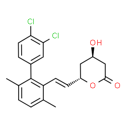 ChemSpider 2D Image | (4R,6S)-6-[(E)-2-(3',4'-Dichloro-3,6-dimethyl-2-biphenylyl)vinyl]-4-hydroxytetrahydro-2H-pyran-2-one | C21H20Cl2O3