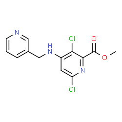 ChemSpider 2D Image | Methyl 3,6-dichloro-4-[(3-pyridinylmethyl)amino]-2-pyridinecarboxylate | C13H11Cl2N3O2