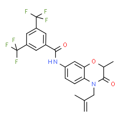 ChemSpider 2D Image | N-[2-Methyl-4-(2-methyl-2-propen-1-yl)-3-oxo-3,4-dihydro-2H-1,4-benzoxazin-7-yl]-3,5-bis(trifluoromethyl)benzamide | C22H18F6N2O3