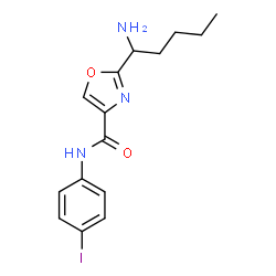 ChemSpider 2D Image | 2-(1-Aminopentyl)-N-(4-iodophenyl)-4-oxazolecarboxamide | C15H18IN3O2