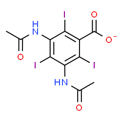 ChemSpider 2D Image | 3,5-Diacetamido-2,4,6-triiodobenzoate | C11H8I3N2O4