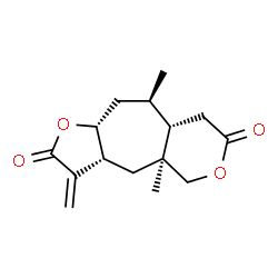 ChemSpider 2D Image | (3aR,4aS,8aS,9R,10aR)-4a,9-Dimethyl-3-methyleneoctahydrofuro[2',3':5,6]cyclohepta[1,2-c]pyran-2,7(3H,4H)-dione | C15H20O4