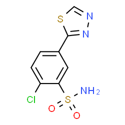 ChemSpider 2D Image | 2-Chloro-5-(1,3,4-thiadiazol-2-yl)benzenesulfonamide | C8H6ClN3O2S2
