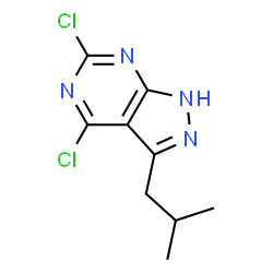 ChemSpider 2D Image | 4,6-Dichloro-3-isobutyl-1H-pyrazolo[3,4-d]pyrimidine | C9H10Cl2N4
