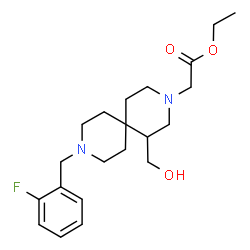 ChemSpider 2D Image | Ethyl [9-(2-fluorobenzyl)-1-(hydroxymethyl)-3,9-diazaspiro[5.5]undec-3-yl]acetate | C21H31FN2O3