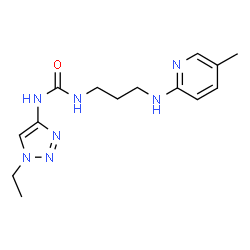ChemSpider 2D Image | 1-(1-Ethyl-1H-1,2,3-triazol-4-yl)-3-{3-[(5-methyl-2-pyridinyl)amino]propyl}urea | C14H21N7O