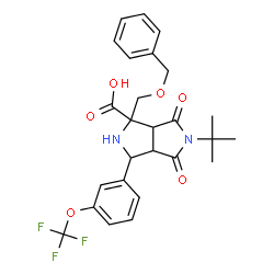 ChemSpider 2D Image | 1-[(Benzyloxy)methyl]-5-(2-methyl-2-propanyl)-4,6-dioxo-3-[3-(trifluoromethoxy)phenyl]octahydropyrrolo[3,4-c]pyrrole-1-carboxylic acid | C26H27F3N2O6