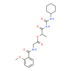ChemSpider 2D Image | 1-[(Cyclohexylcarbamoyl)amino]-1-oxo-2-propanyl N-(2-methoxybenzoyl)glycinate | C20H27N3O6