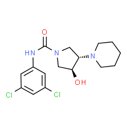 ChemSpider 2D Image | (3S,4S)-N-(3,5-Dichlorophenyl)-3-hydroxy-4-(1-piperidinyl)-1-pyrrolidinecarboxamide | C16H21Cl2N3O2
