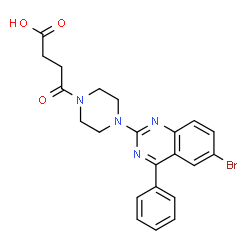 ChemSpider 2D Image | 4-[4-(6-Bromo-4-phenyl-2-quinazolinyl)-1-piperazinyl]-4-oxobutanoic acid | C22H21BrN4O3