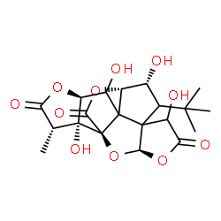 ChemSpider 2D Image | (3R,9R,10S,13S,16S,17R)-6,9,12,17-Tetrahydroxy-16-methyl-8-(2-methyl-2-propanyl)-2,4,14,19-tetraoxahexacyclo[8.7.2.0~1,11~.0~3,7~.0~7,11~.0~13,17~]nonadecane-5,15,18-trione | C20H24O11