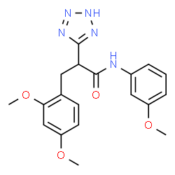 ChemSpider 2D Image | 3-(2,4-Dimethoxyphenyl)-N-(3-methoxyphenyl)-2-(2H-tetrazol-5-yl)propanamide | C19H21N5O4