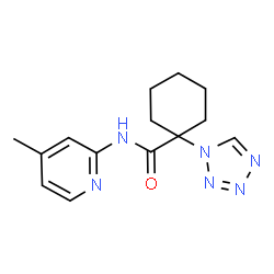 ChemSpider 2D Image | N-(4-Methyl-2-pyridinyl)-1-(1H-tetrazol-1-yl)cyclohexanecarboxamide | C14H18N6O