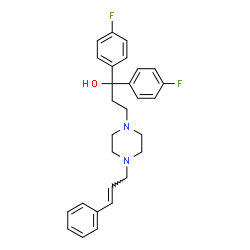 ChemSpider 2D Image | 1,1-Bis(4-fluorophenyl)-3-{4-[(2E)-3-phenyl-2-propen-1-yl]-1-piperazinyl}-1-propanol | C28H30F2N2O