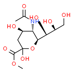 ChemSpider 2D Image | Methyl (6S)-5-acetamido-3,5-dideoxy-6-[(1S,2R)-1,2,3-trihydroxypropyl]-D-threo-hex-2-ulopyranosonate | C12H21NO9