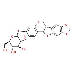 ChemSpider 2D Image | (6aS,12aS)-6a,12a-Dihydro-6H-[1,3]dioxolo[5,6][1]benzofuro[3,2-c]chromen-3-yl beta-D-glucopyranoside | C22H22O10