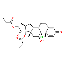 ChemSpider 2D Image | (9beta,11beta,16beta)-9-Chloro-11-hydroxy-16-methyl-3,20-dioxopregna-1,4-diene-17,21-diyl dipropanoate | C28H37ClO7