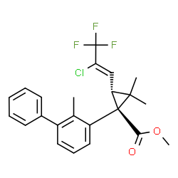 ChemSpider 2D Image | Methyl (1S,3R)-3-[(1Z)-2-chloro-3,3,3-trifluoro-1-propen-1-yl]-2,2-dimethyl-1-(2-methyl-3-biphenylyl)cyclopropanecarboxylate | C23H22ClF3O2