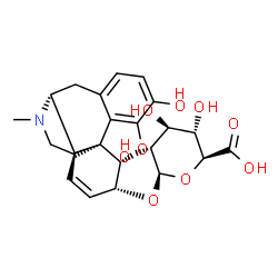 ChemSpider 2D Image | (5beta,6beta)-3-Hydroxy-17-methyl-7,8-didehydro-4,5-epoxymorphinan-6-yl beta-D-glucopyranosiduronic acid | C23H27NO9