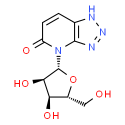 ChemSpider 2D Image | 4-(beta-D-Ribofuranosyl)-1,4-dihydro-5H-[1,2,3]triazolo[4,5-b]pyridin-5-one | C10H12N4O5