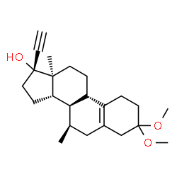 ChemSpider 2D Image | (7alpha,17alpha)-3,3-Dimethoxy-7-methyl-19-norpregn-5(10)-en-20-yn-17-ol | C23H34O3