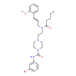 ChemSpider 2D Image | N-(3-Bromophenyl)-4-{2-[(2-methoxycinnamyl)(pentanoyl)amino]ethyl}-1-piperazinecarboxamide | C28H37BrN4O3