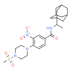 ChemSpider 2D Image | N-[1-(Adamantan-1-yl)ethyl]-4-[4-(methylsulfonyl)-1-piperazinyl]-3-nitrobenzamide | C24H34N4O5S