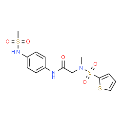 ChemSpider 2D Image | N~2~-Methyl-N-{4-[(methylsulfonyl)amino]phenyl}-N~2~-(2-thienylsulfonyl)glycinamide | C14H17N3O5S3