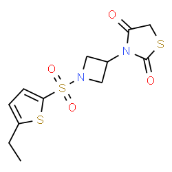 ChemSpider 2D Image | 3-{1-[(5-Ethyl-2-thienyl)sulfonyl]-3-azetidinyl}-1,3-thiazolidine-2,4-dione | C12H14N2O4S3