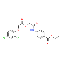 ChemSpider 2D Image | Ethyl 4-({[2-(2,4-dichlorophenoxy)acetoxy]acetyl}amino)benzoate | C19H17Cl2NO6